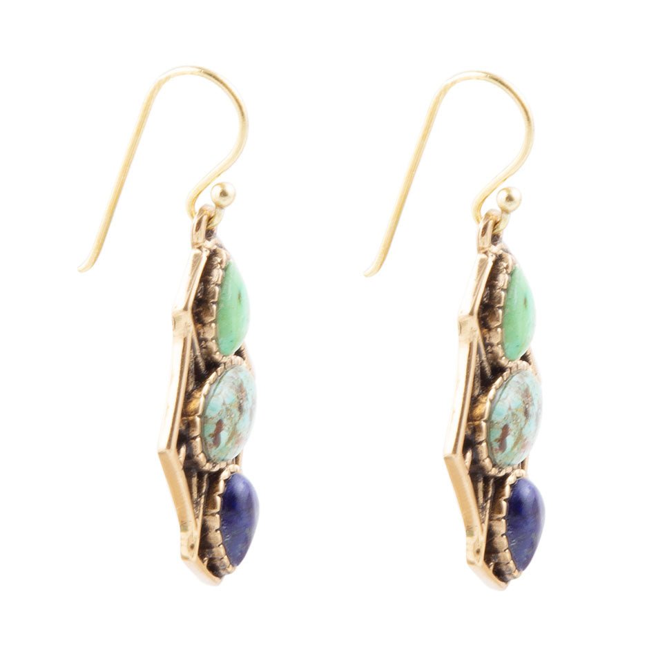 Blue Hues Multi Stone Earrings 1.75' Handcrafted Barse Jewelry