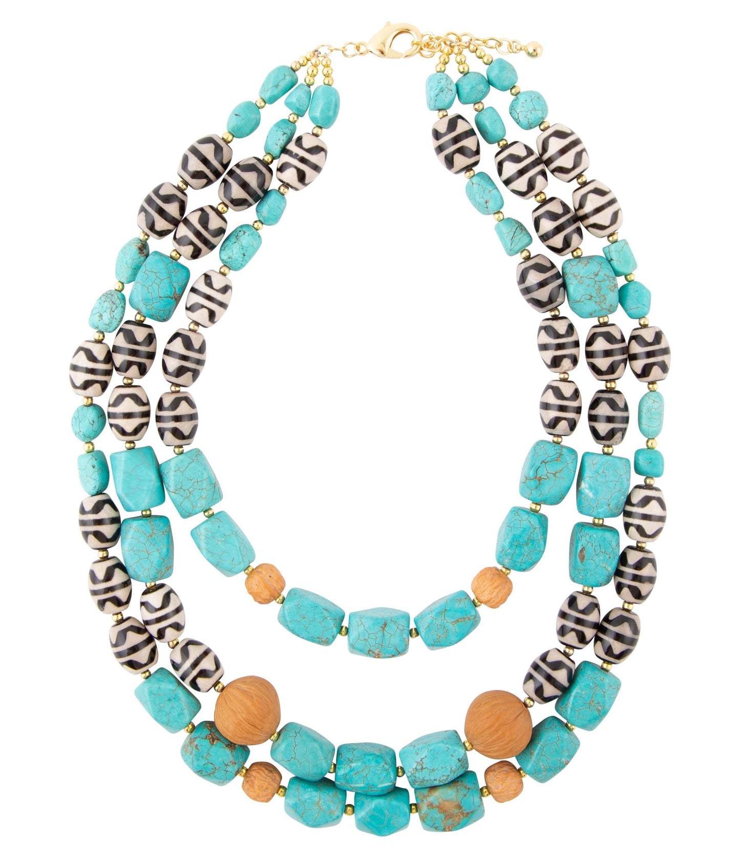 Tulum Blue Magnesite Golden Statement Necklace