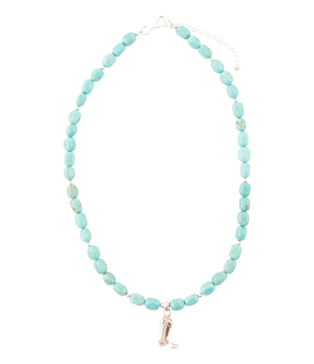 Blue Turquoise Magnesite Sterling Silver Boot Charm Necklace Barse Jewelry
