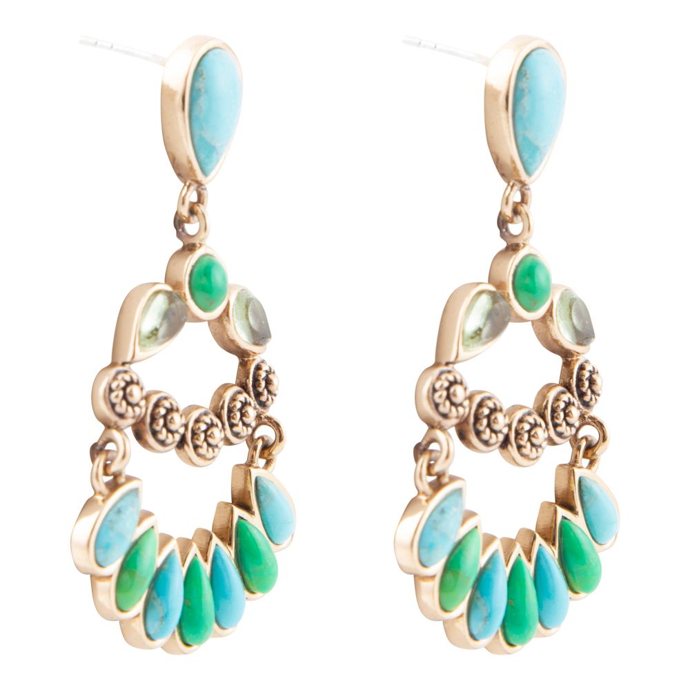 Legacy Blue Turquoise Golden Post Drop Earrings