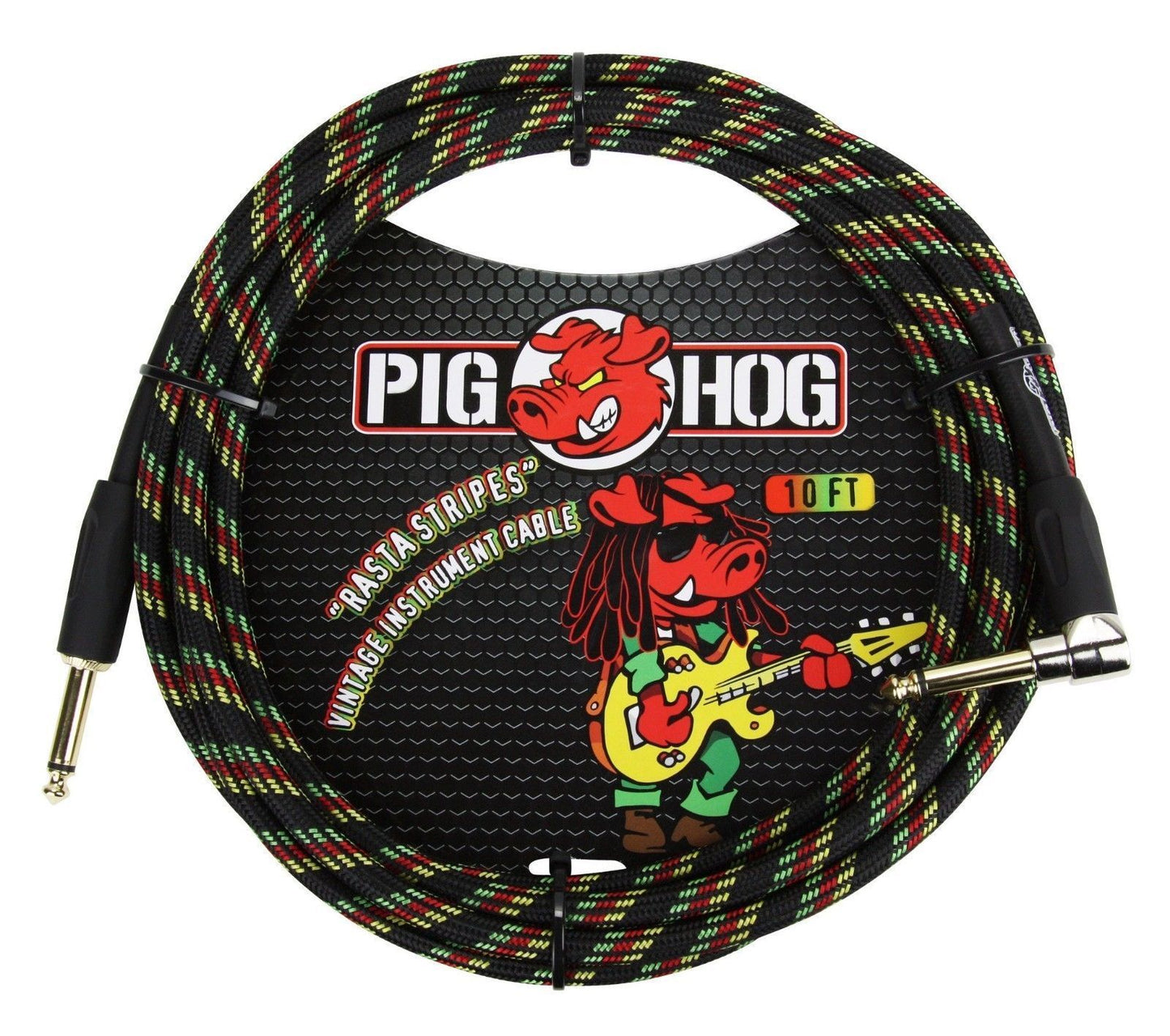 Instrument Cable 10ft 1/4' TS 4 Pack Pig Hog Vintage Series PCH10RA