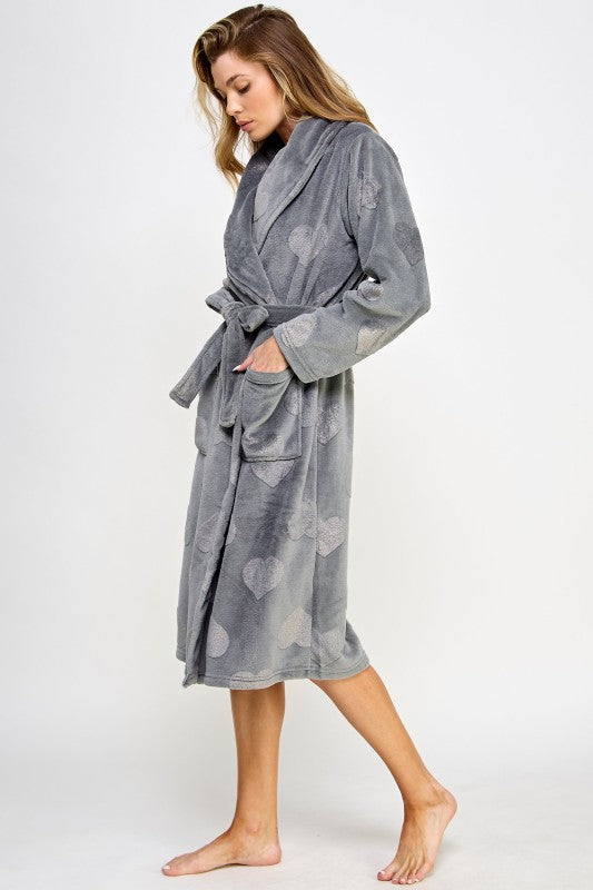 Beverly Robe Heart Pattern Plush Robe