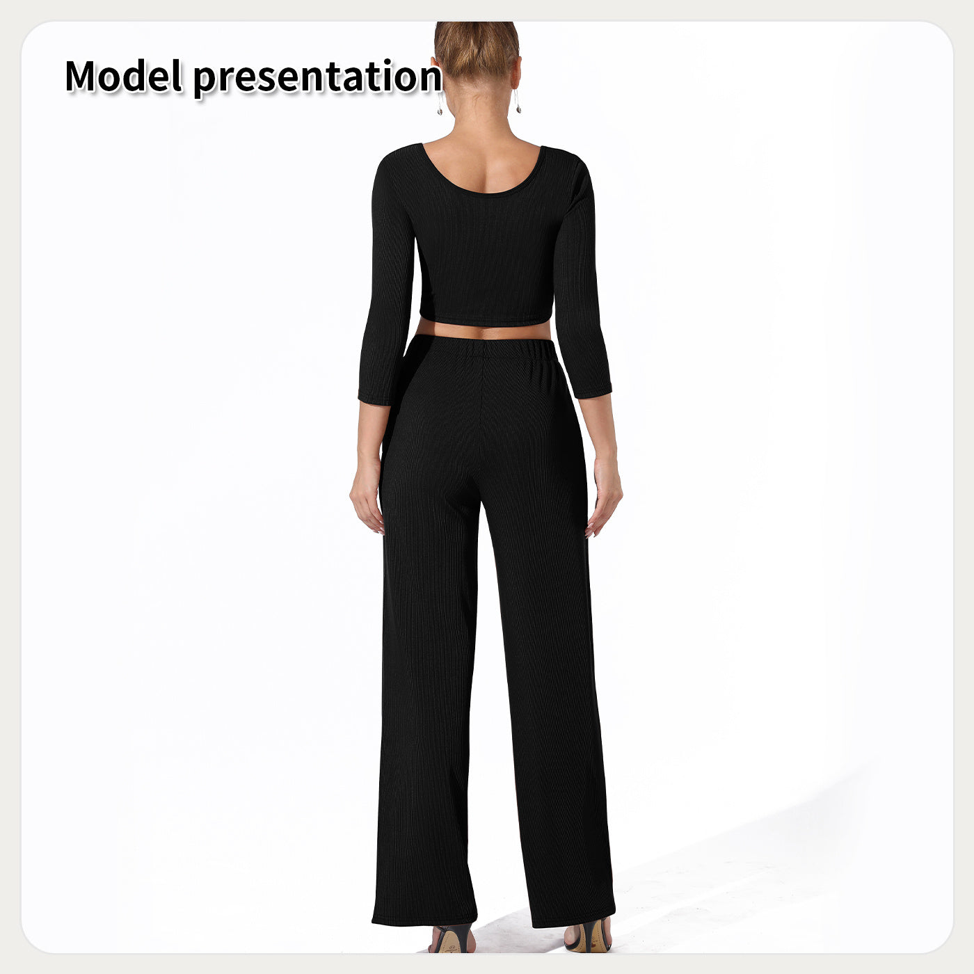 Women's Simple Solid Color Top Pants Set Fashion