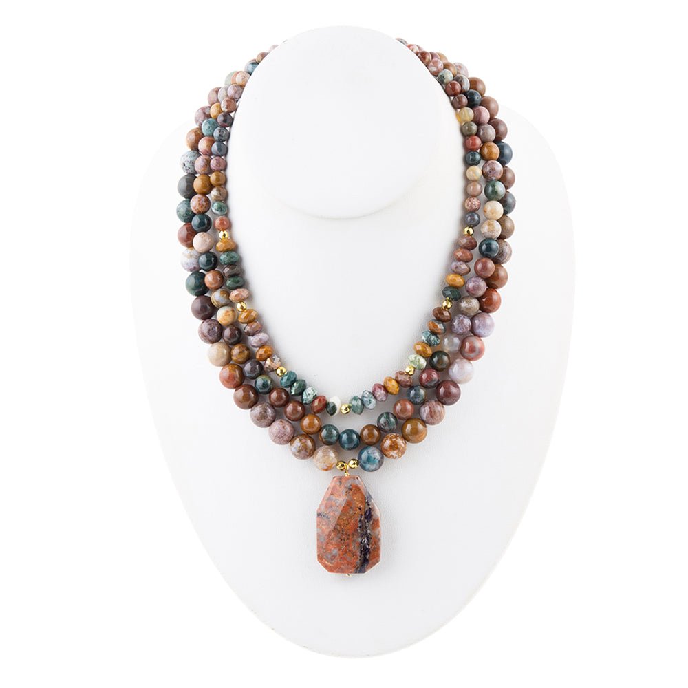 Cheyenne Jasper Statement Necklace Three-Layered Barse Jewelry
