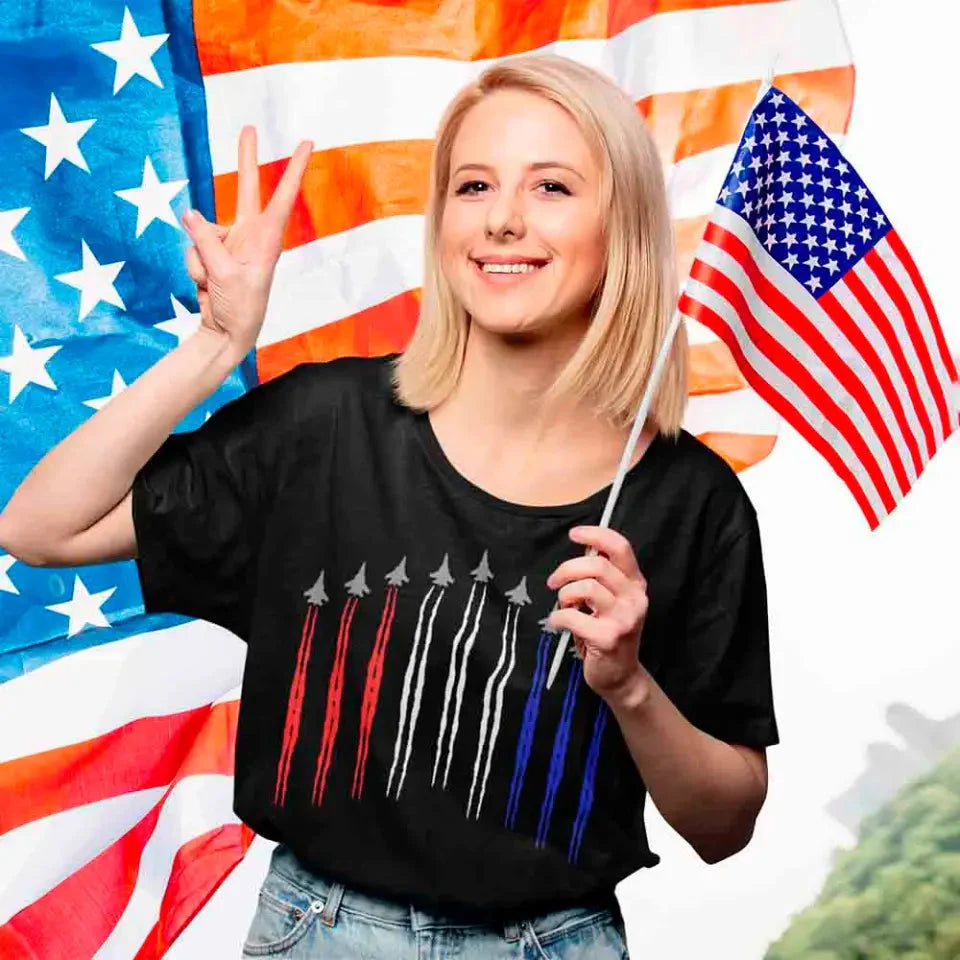 Air Force Flyover Red White And Blue Adult T-shirt