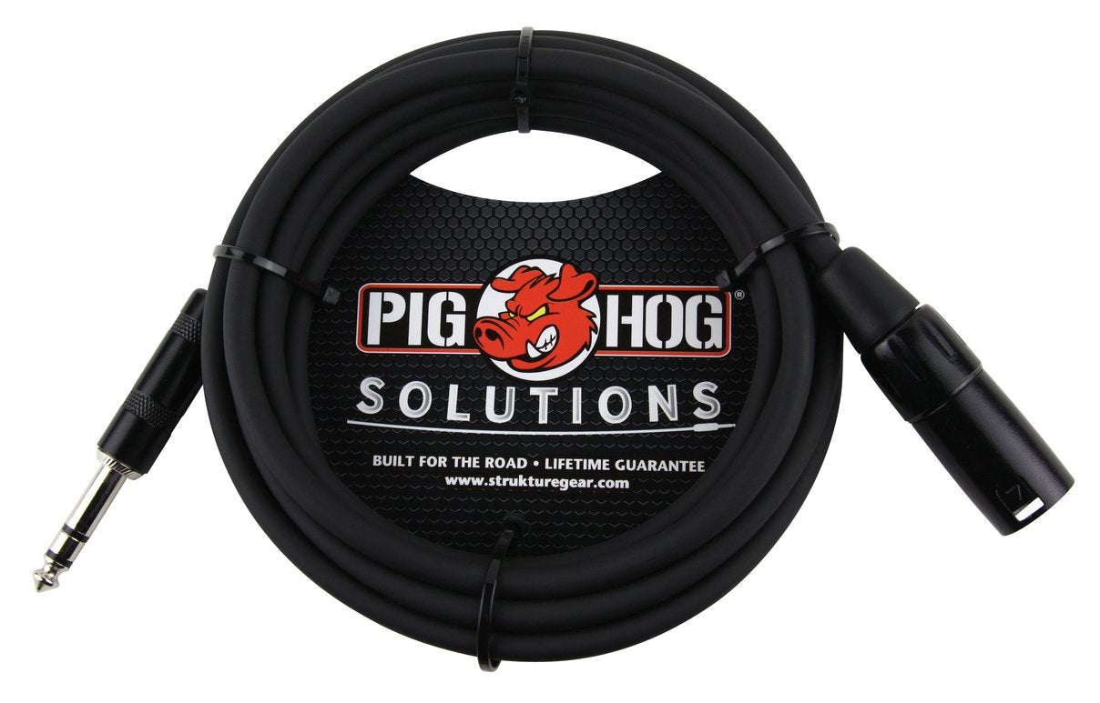 10ft TRS Male XLR Male Shielded Balanced Cable 2 Pack Pig Hog Solutions
