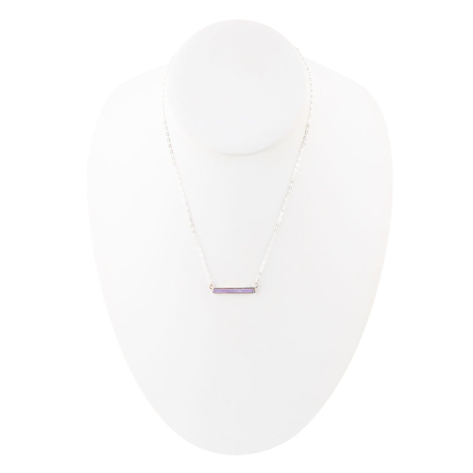 Amethyst Dainty Bar Necklace Sterling Silver