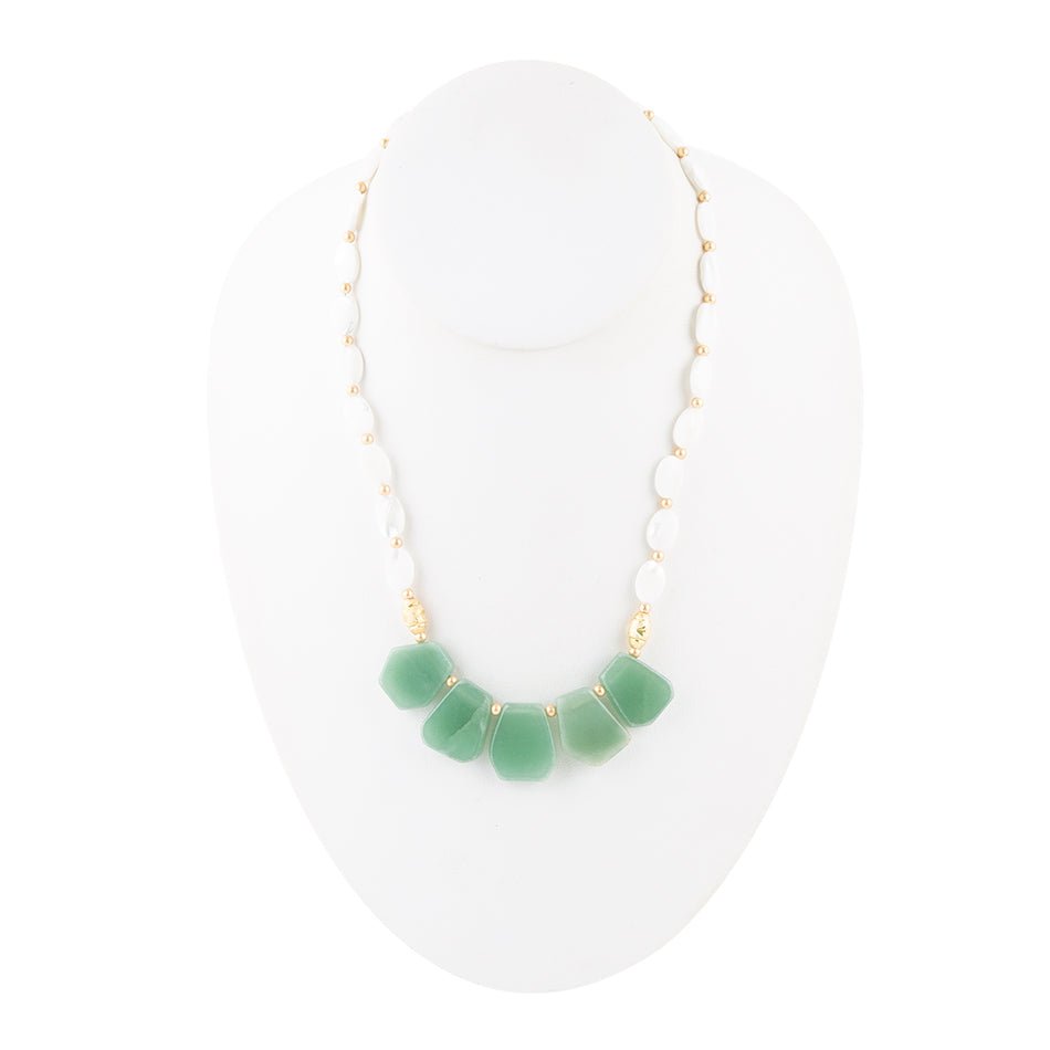 Dani Aventurine Green White Pearl Necklace Barse Jewelry