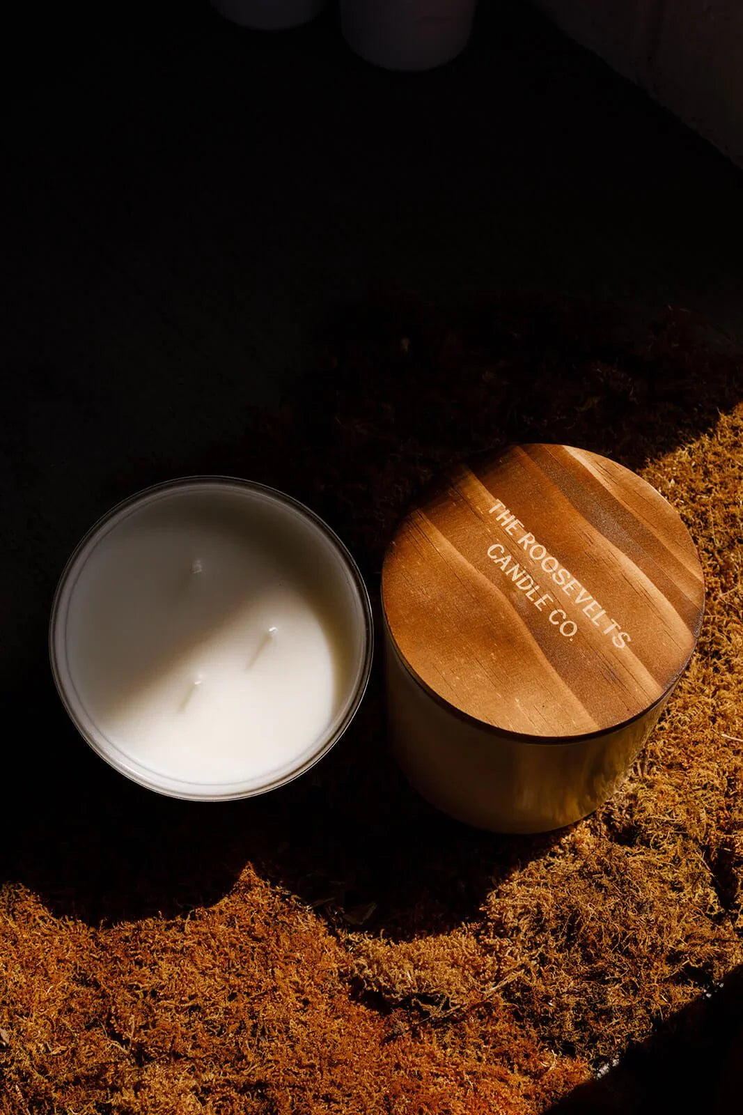 Denali Teak Leather Cedarwood 3 Wick Candle The Roosevelts Candle Co.