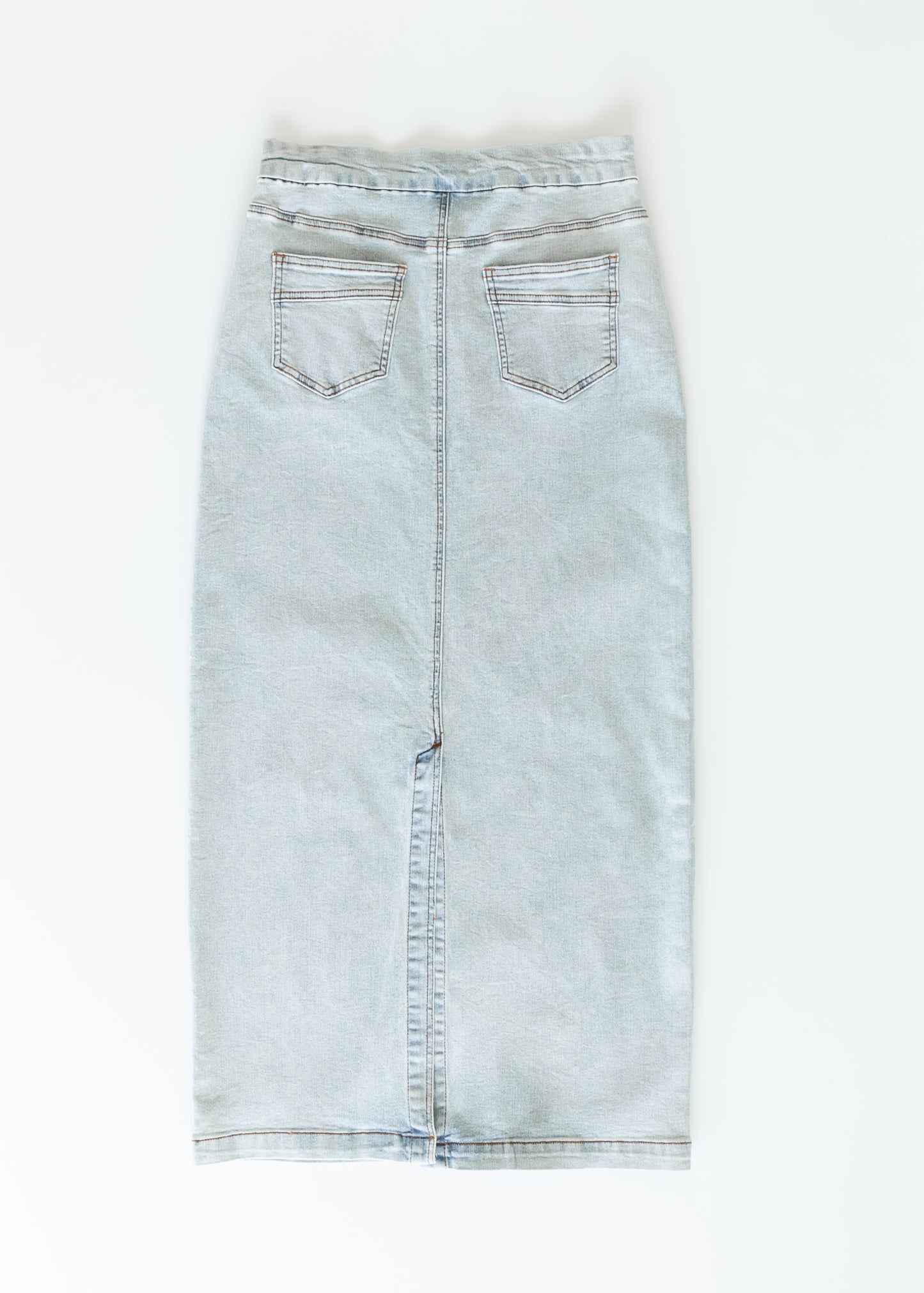 Donna Maxi Light Wash Denim Skirt Inherit Co.
