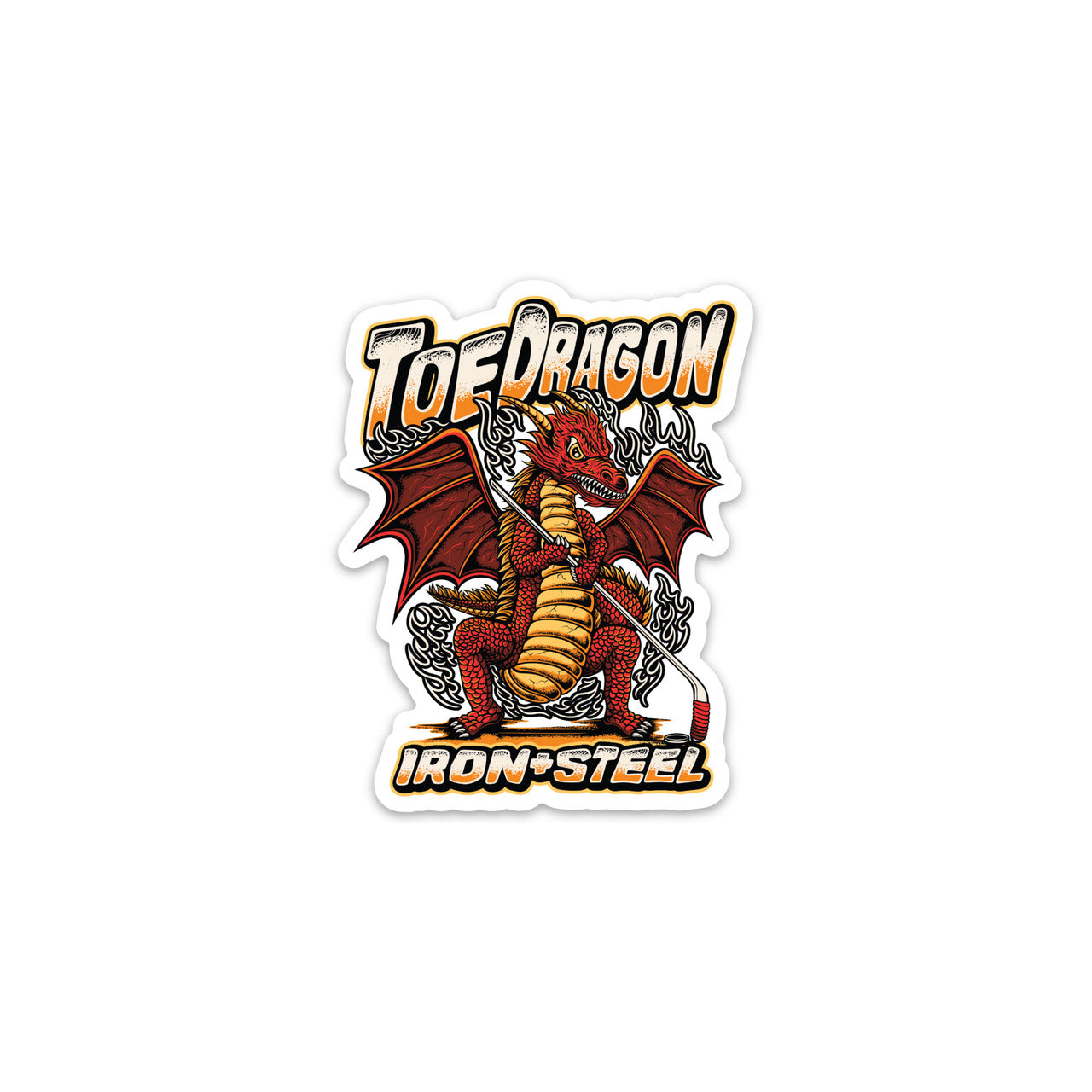 Toe Dragon Hockey Sticker Thick Water-Resistant Vinyl Sticker