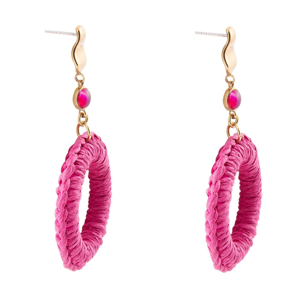 Pink Magenta Agate Woven Ring Golden Earrings Dreams