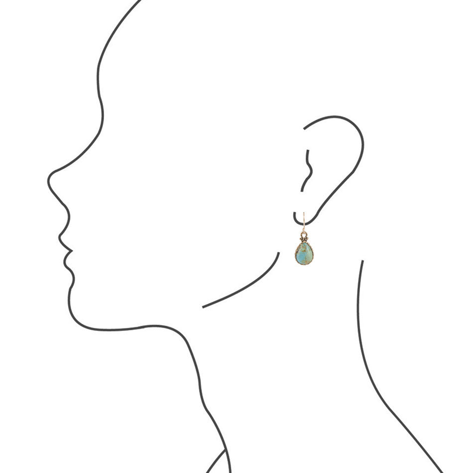 Blue Turquoise and Golden Drop Earrings Dreamy Drop Earrings Barse Jewelry