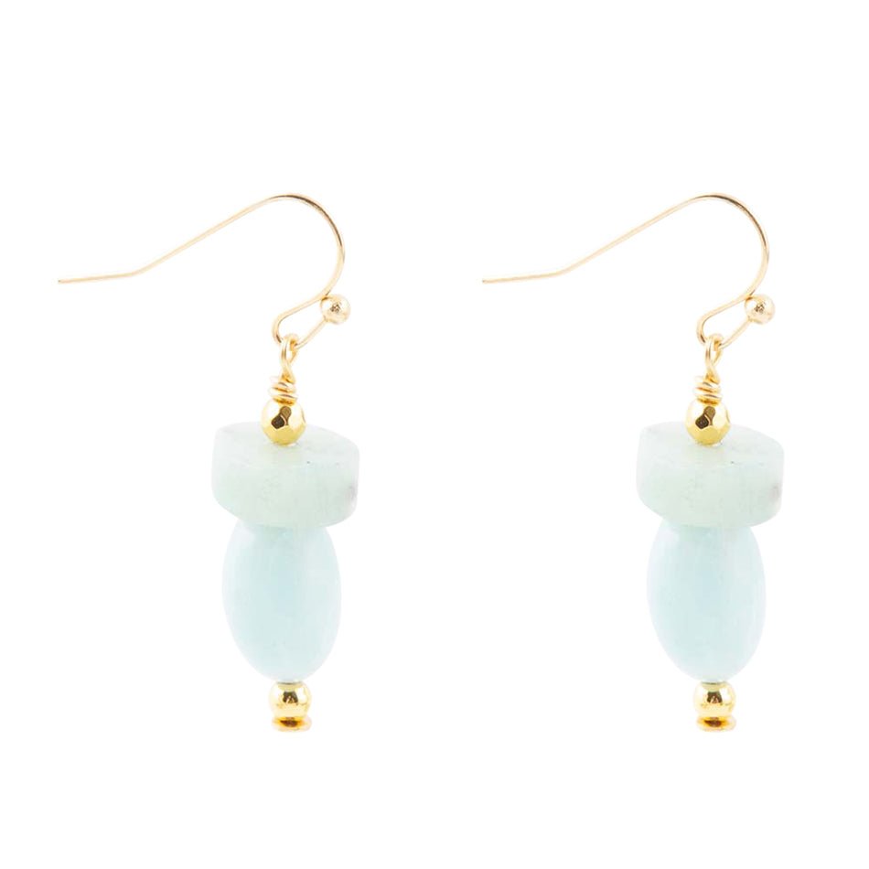 Amazonite Blue Drop Earrings Gold-Plated Brass Drops of Blue
