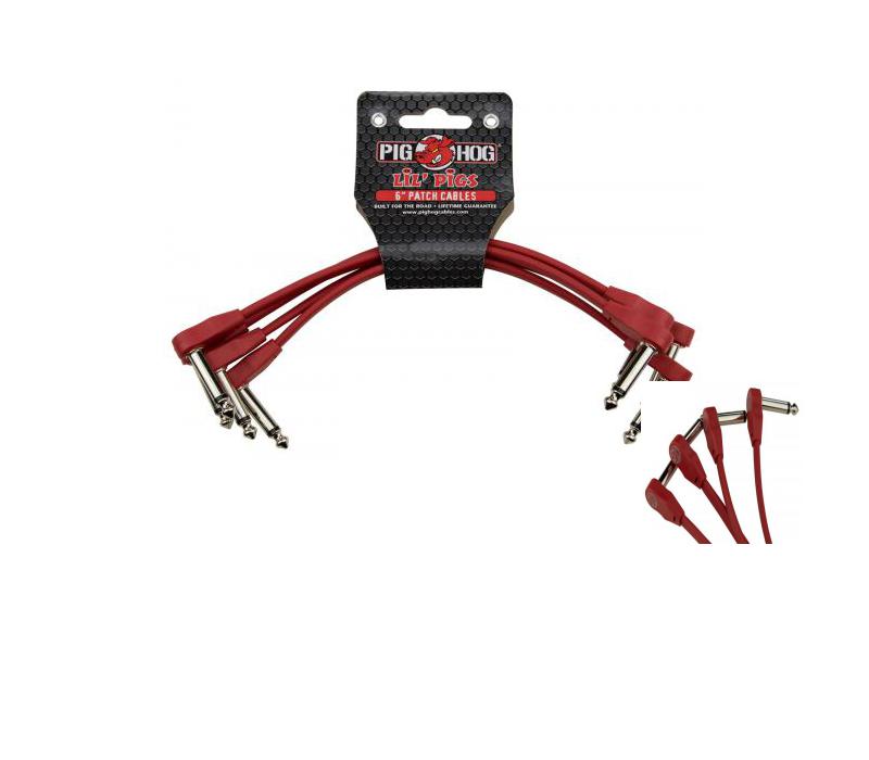 Pig Hog Lil Pigs 6in Low Profile Patch Cables 4 pack Candy Apple Red