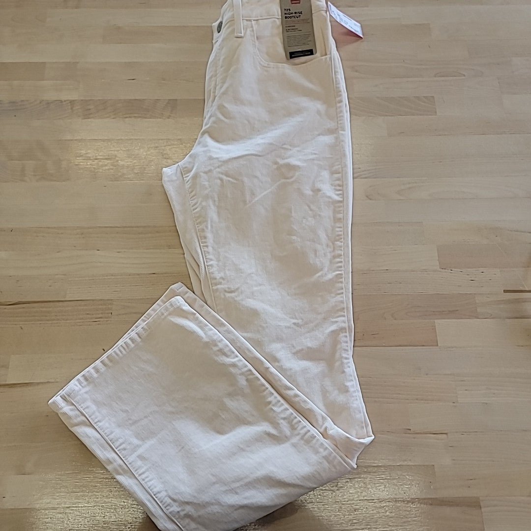 Levi's Size 30 725 High Rise Bootcut Corduroy Cream Pants