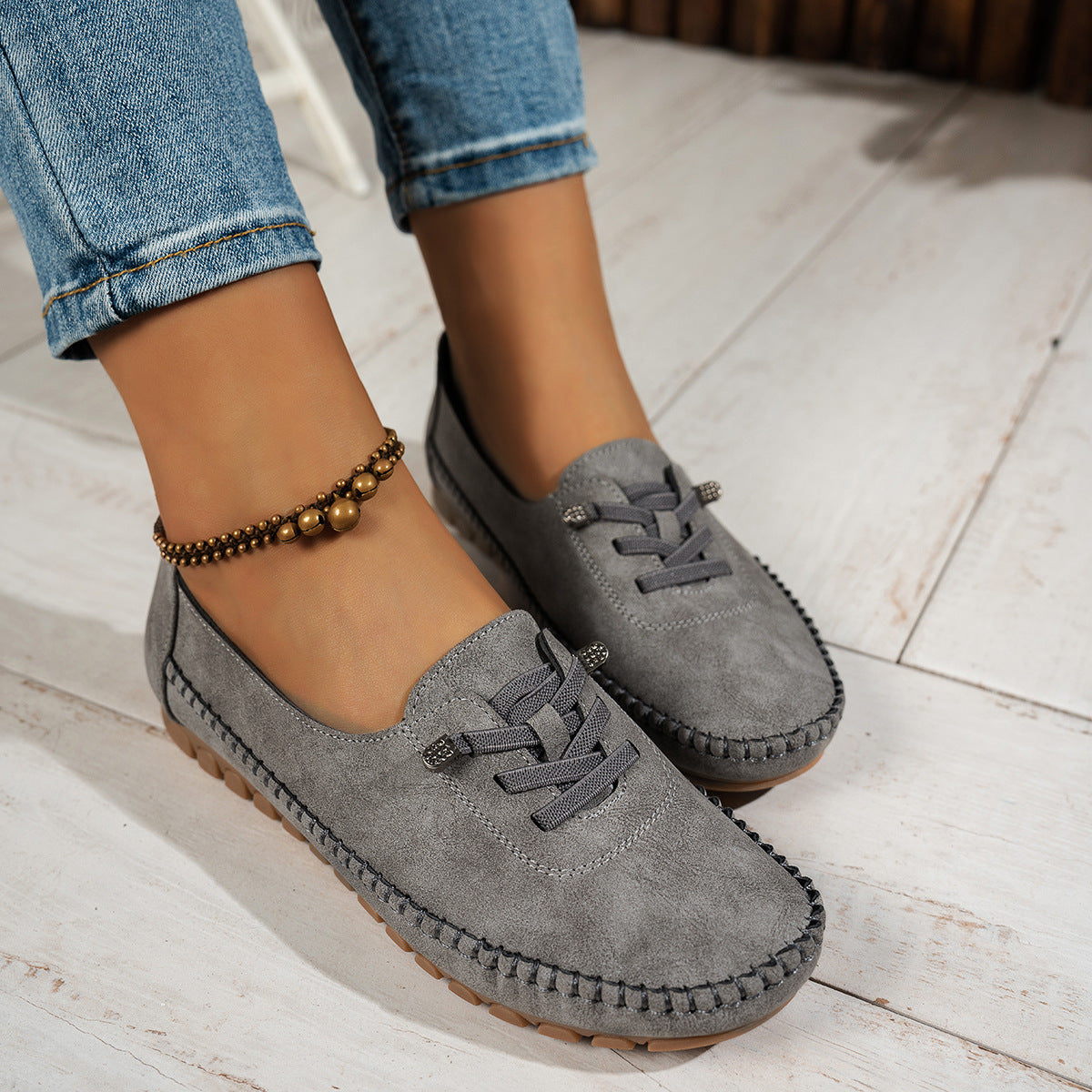 Comfortable Soft Large Size Women's Shoes Flat Heel PU Upper
