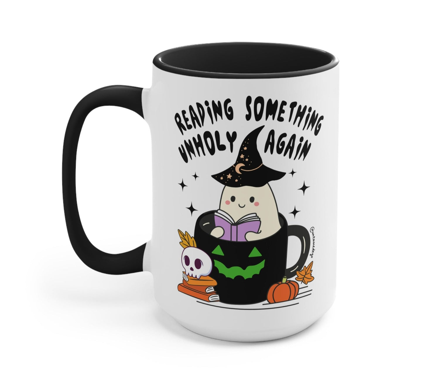 Reading Something Unholy Again Halloween Mug Deluxe Size 15oz