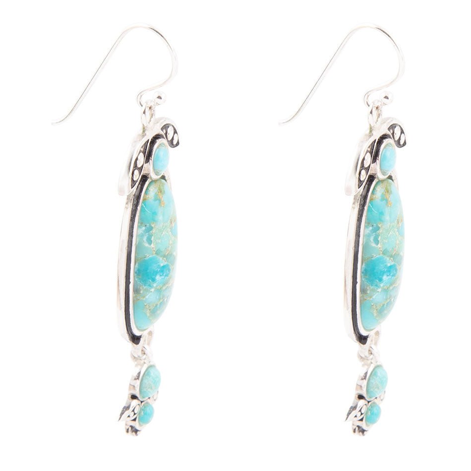 Blue Turquoise Sterling Silver Dangle Earrings Emile