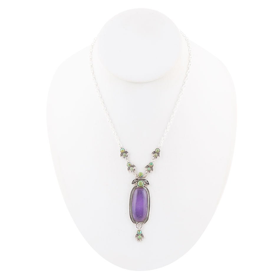 Purple Quartz Adjustable Pendant Necklace Sterling Silver Emile