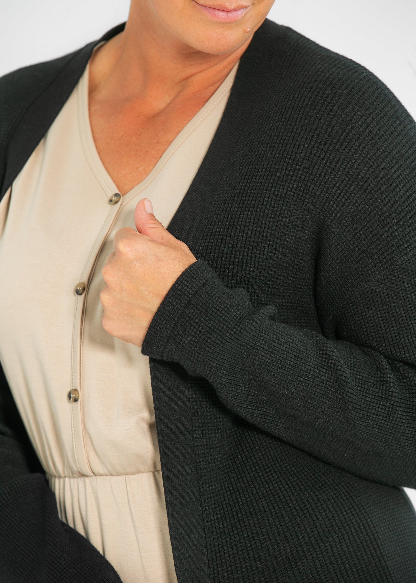 Waffle Knit Stretchy Open Front Cardigan Essential Waffle Knit Cardigan Inherit Co.