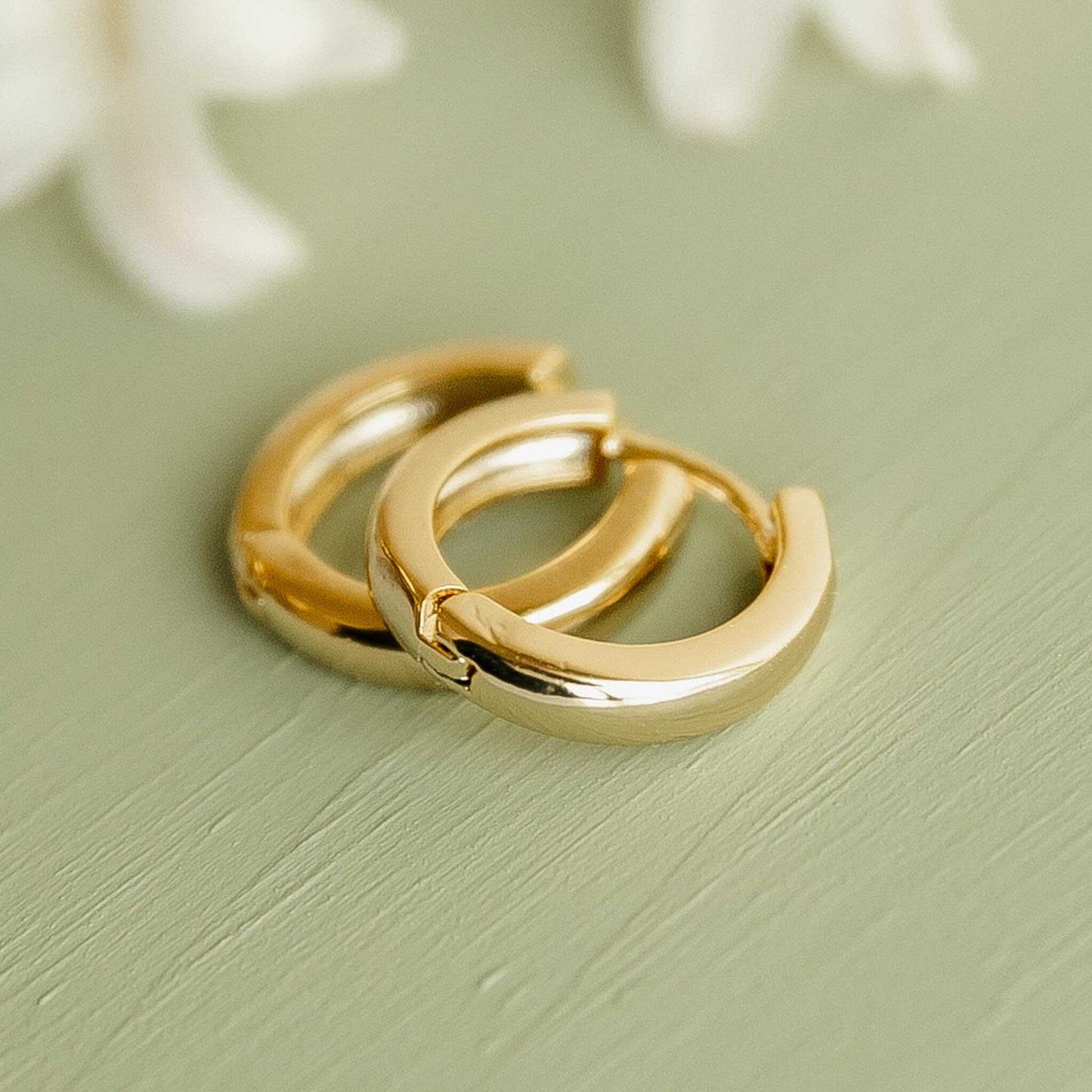 Gold Plated Hoop Earrings 16mm Everyday Hoop Earrings