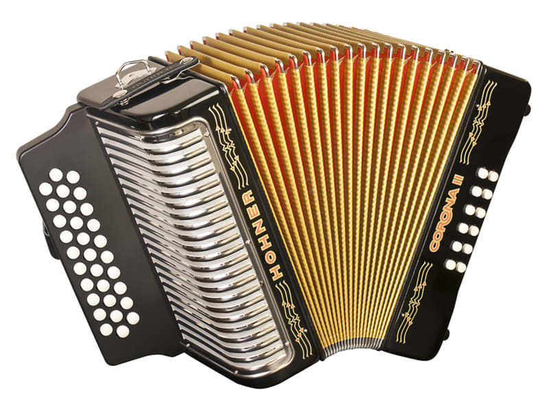 Hohner Corona II Diatonic Accordion Keys of G/C/F Jet Black