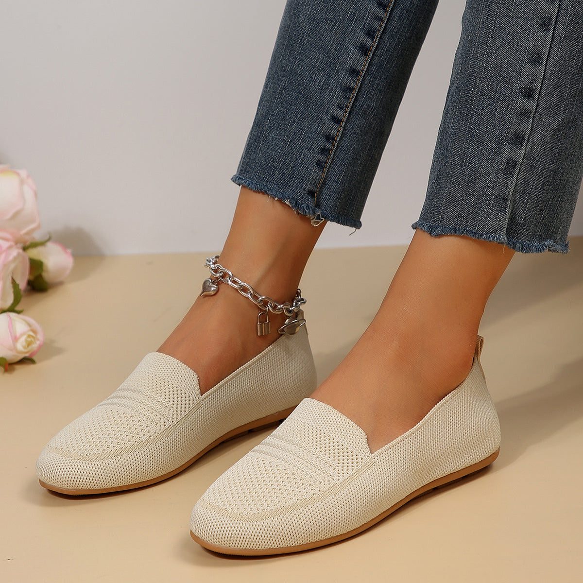Women’s Solid-Color Handmade Gommino Driving Shoes Casual Flats