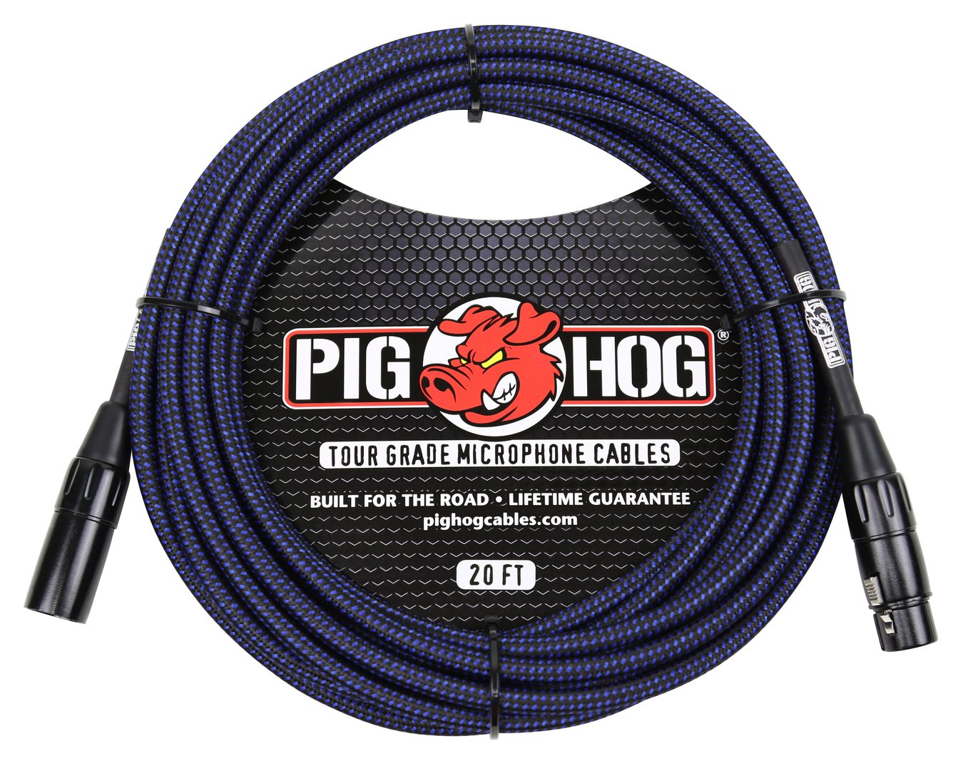Pig Hog Black & Blue High Performance Woven XLR Microphone 20ft Cable PHM20BBL Lifetime Warranty!