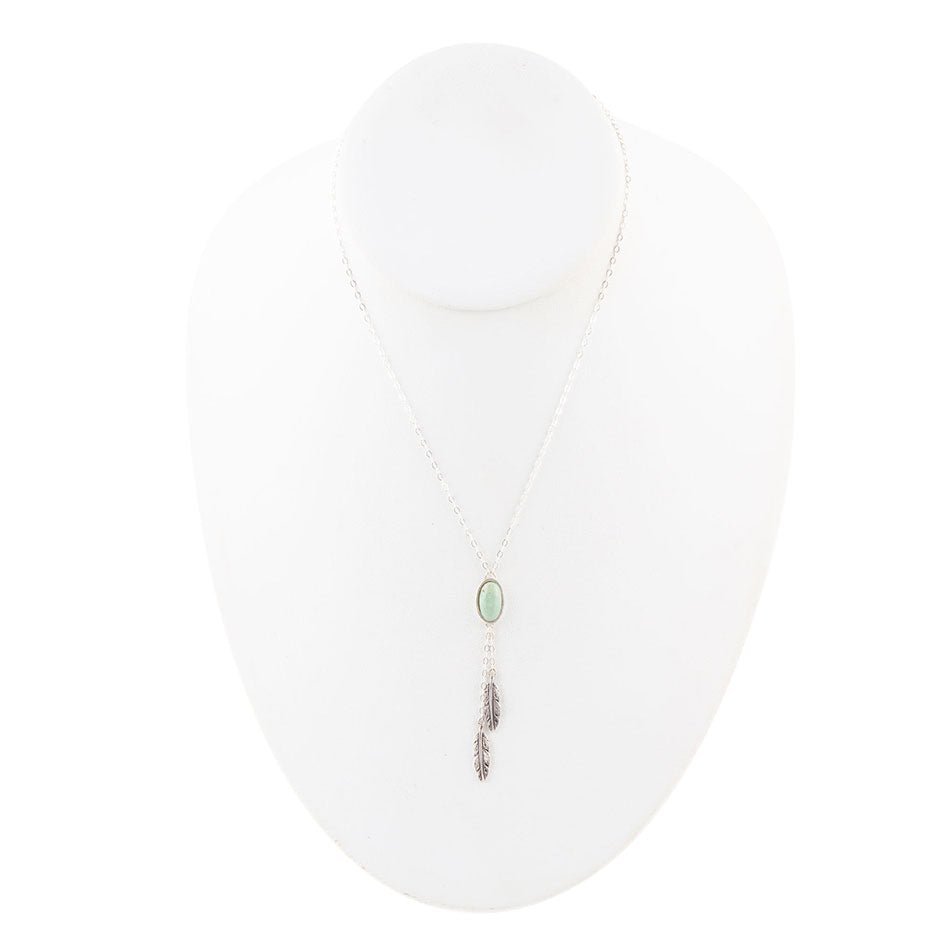 Feather Green Turquoise Sterling Silver Necklace Barse Jewelry
