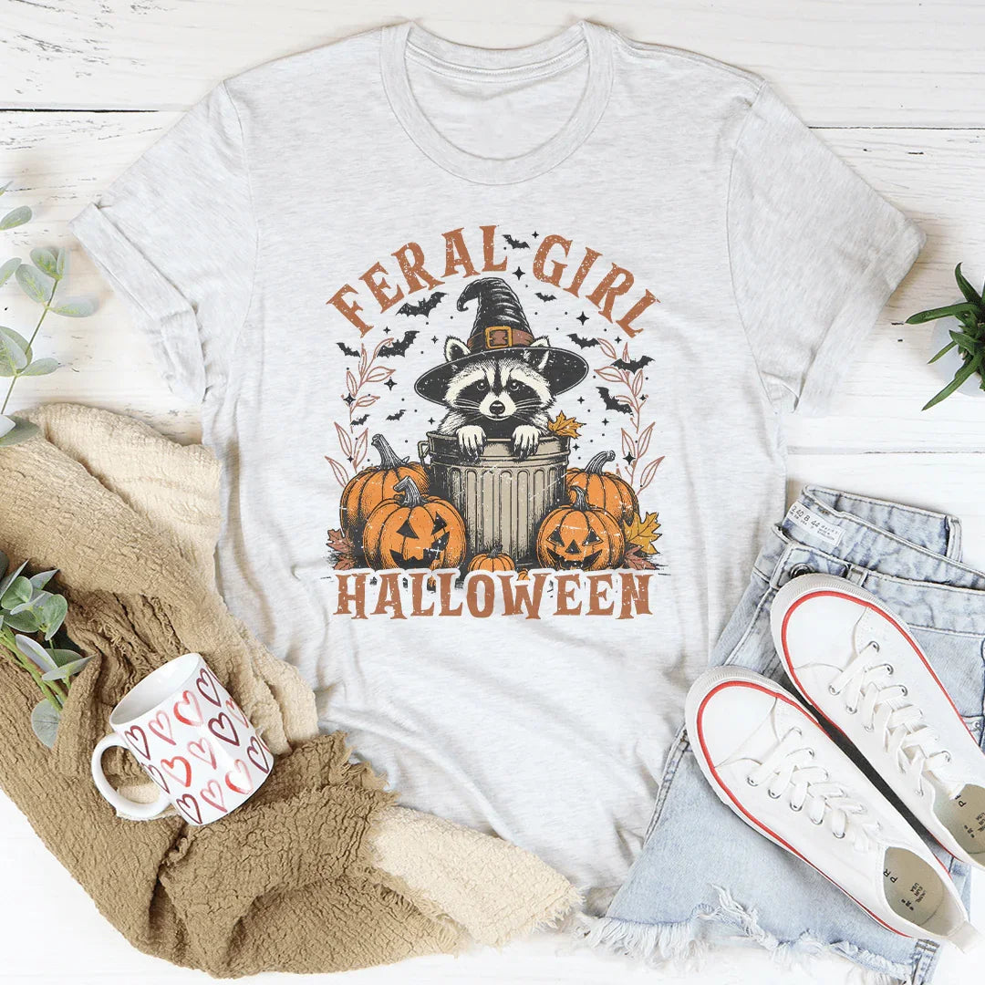 Feral Girl Halloween Tee Ultra-Soft T-Shirt Peachy Sunday