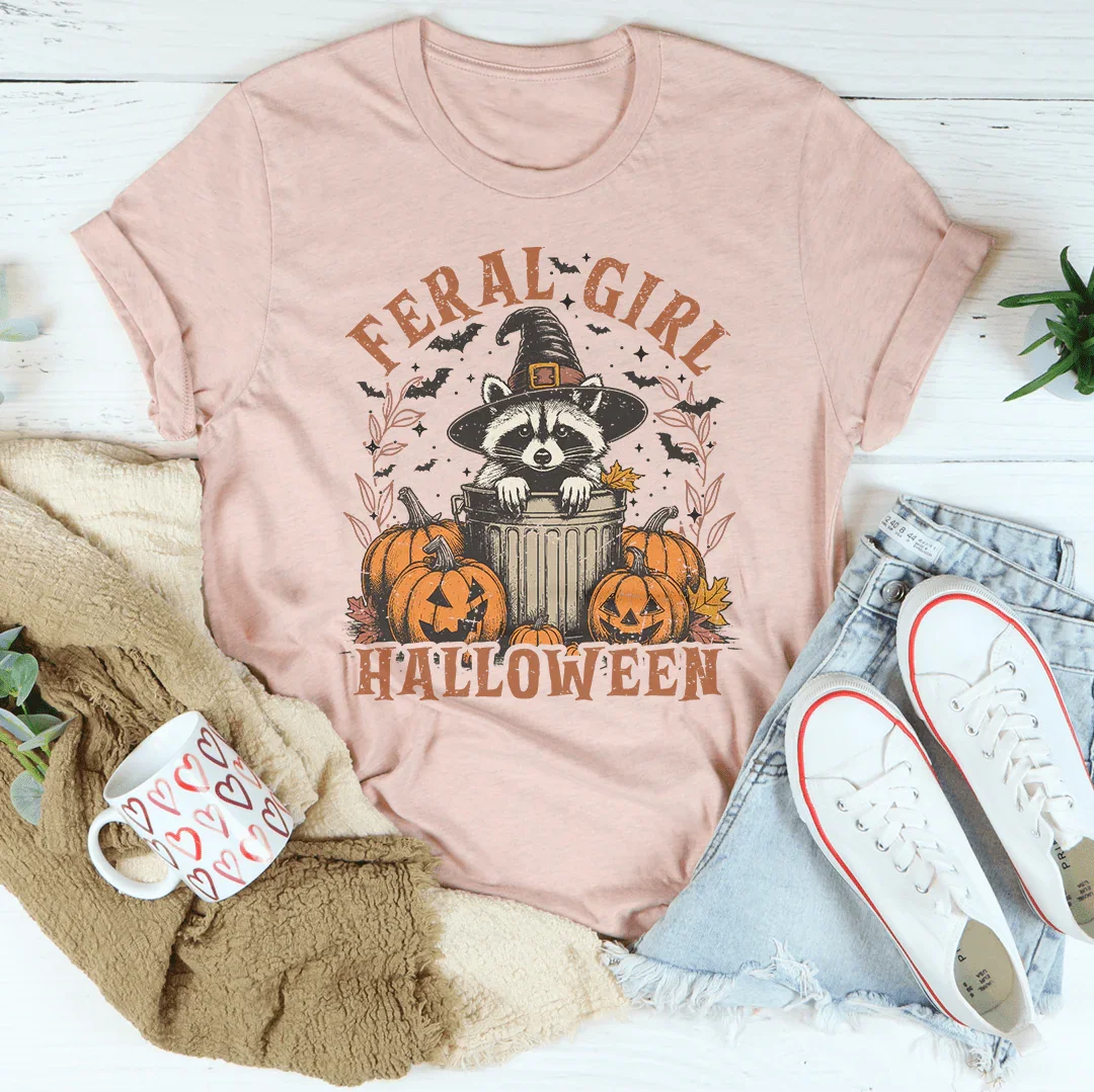 Feral Girl Halloween Tee Ultra-Soft T-Shirt Peachy Sunday