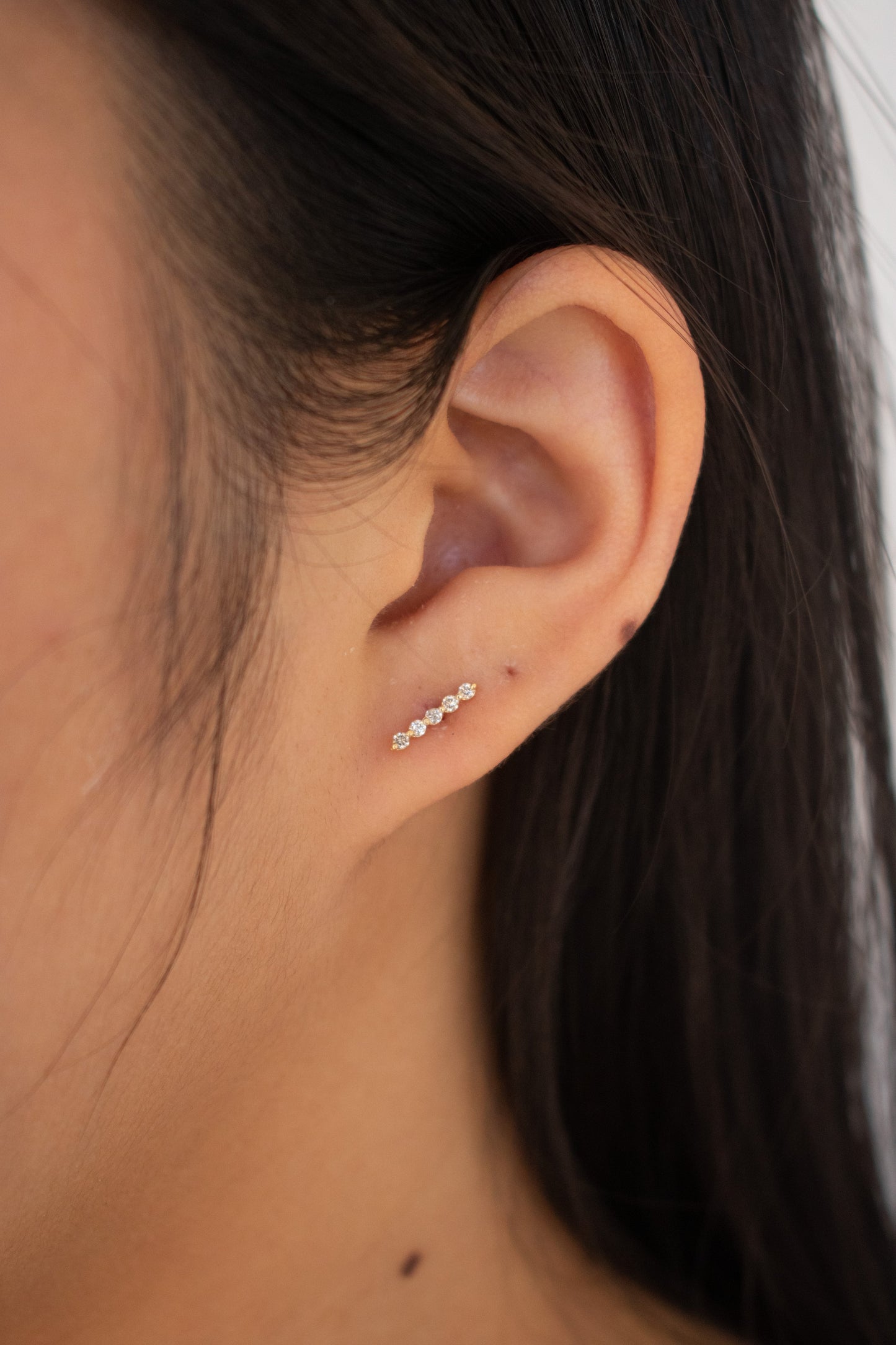 14k Yellow Gold Champagne Diamond Bar Studs Nicoll