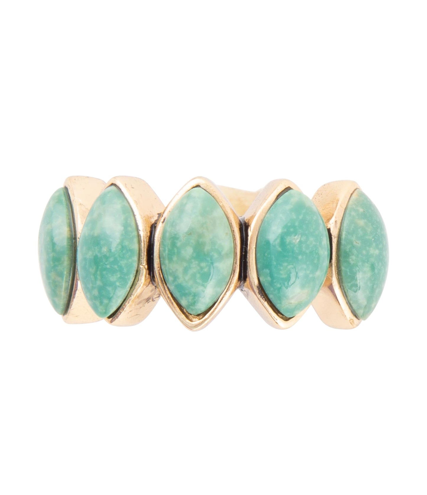 Green Turquoise Five Stone Ring Golden Bronze Barse Jewelry