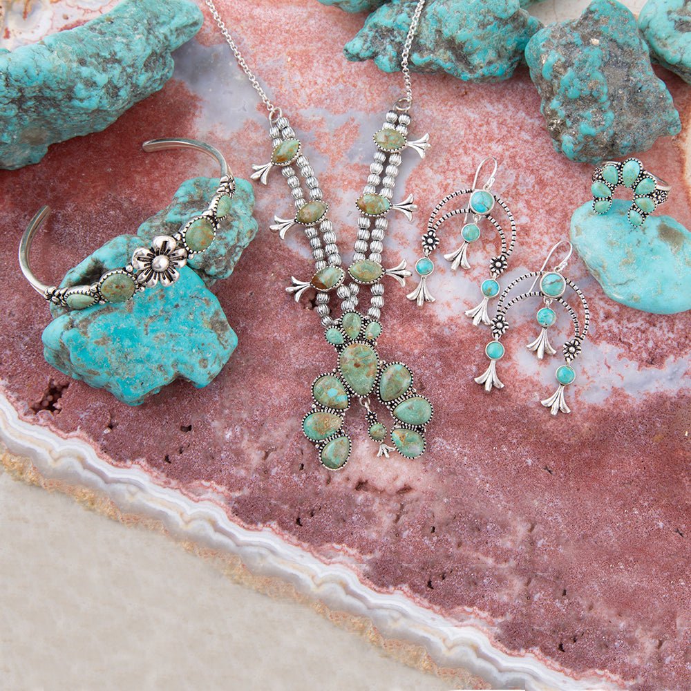 Floral Blue Turquoise Sterling Silver Ring Jewelry
