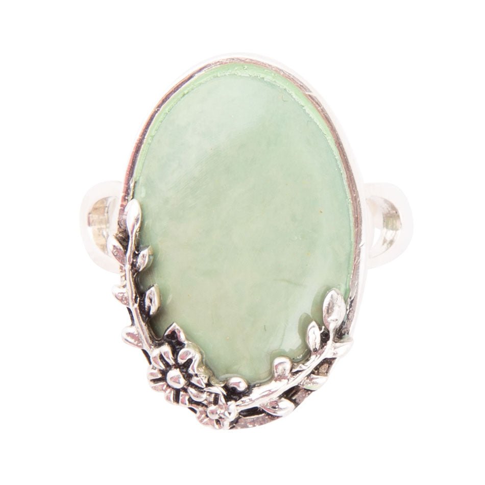 Floral Green Turquoise Sterling Silver Ring