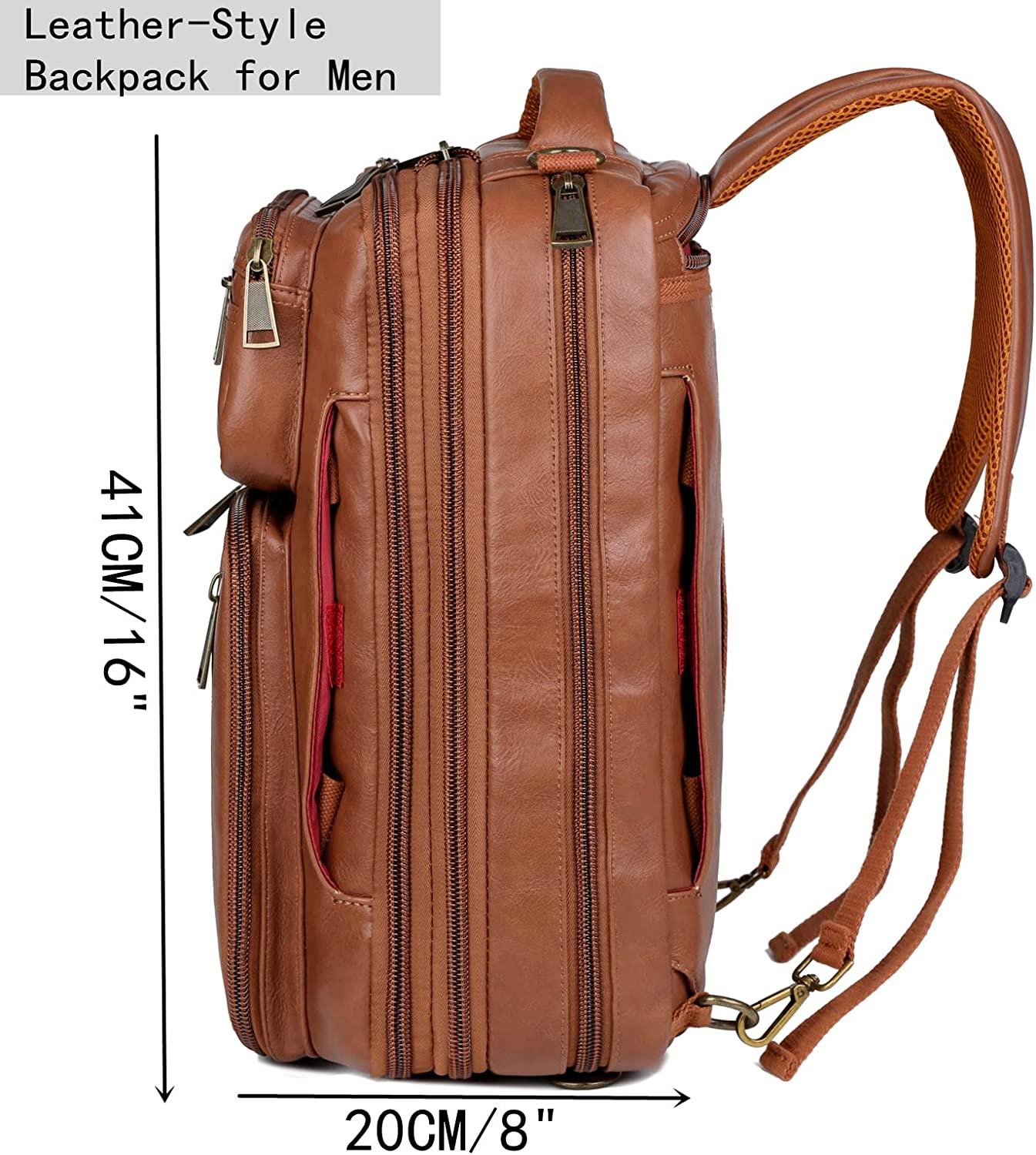 Convertible Leather Laptop Backpack Briefcase 16" FR Fashion Co.