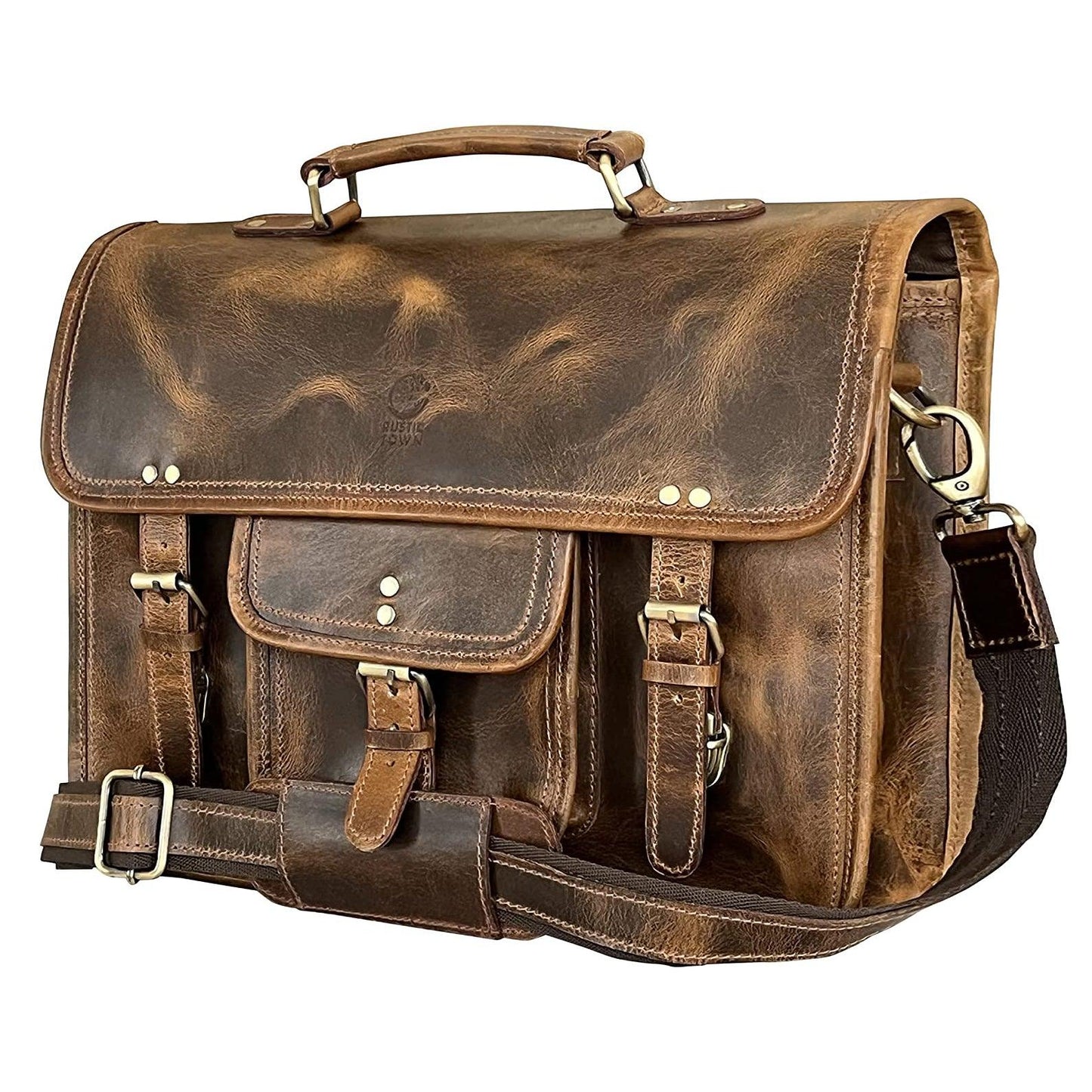 FR Fashion Co. 16" Men's Leather Satchel Messenger Bag