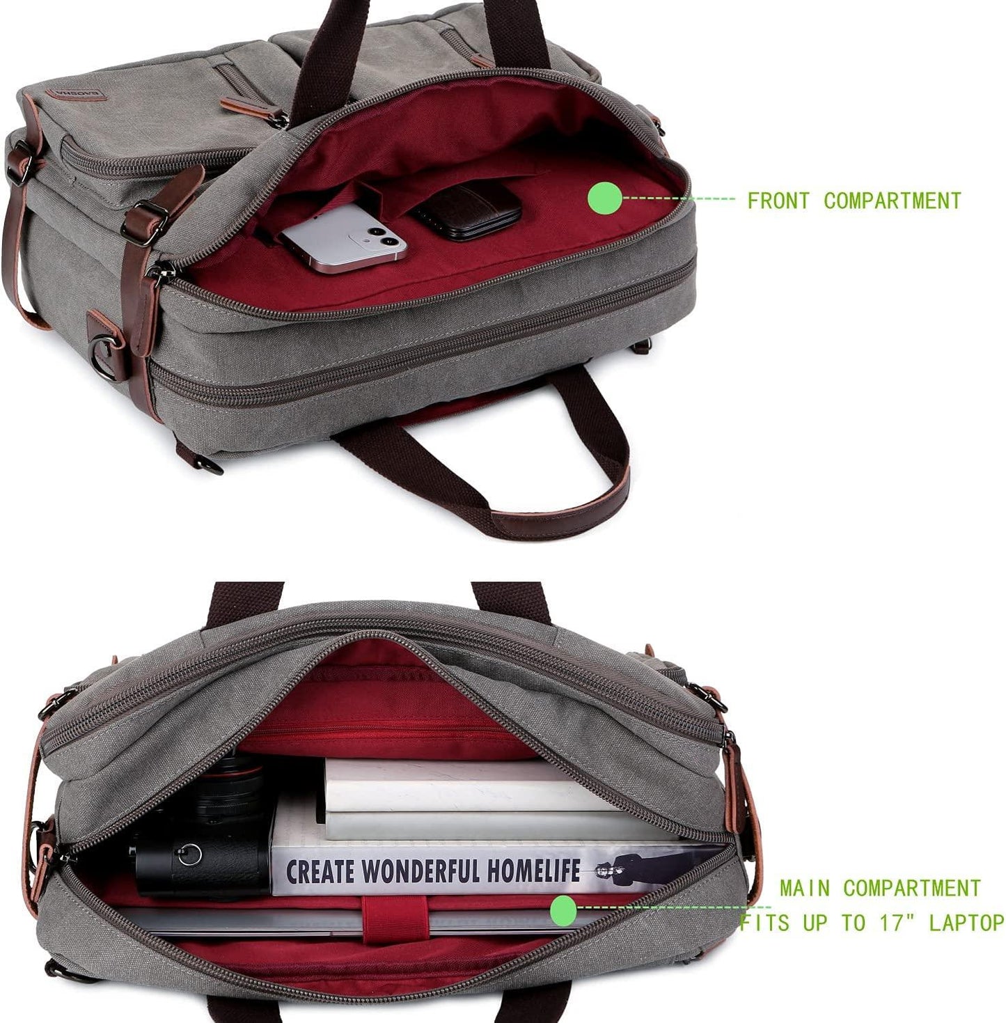 Convertible 17' Briefcase Backpack FR Fashion Co.