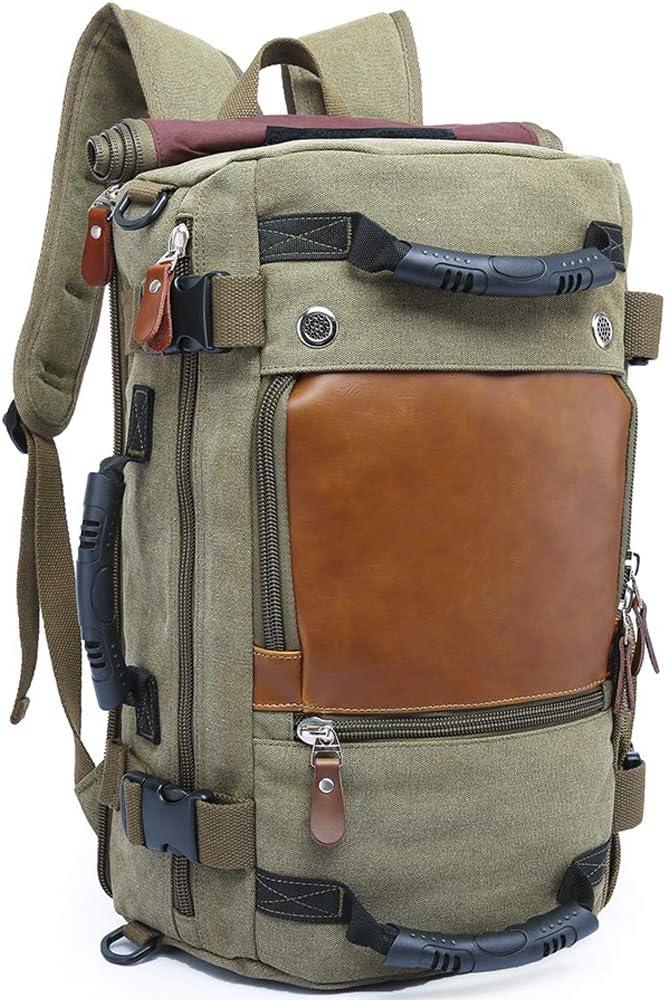 Men's Convertible Canvas Travel Backpack with Vegan Leather Accents FR Fashion Co.