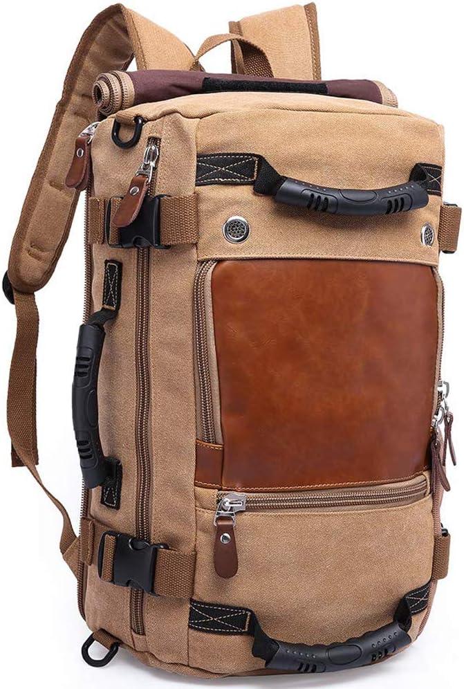 Men's Convertible Canvas Travel Backpack with Vegan Leather Accents FR Fashion Co.