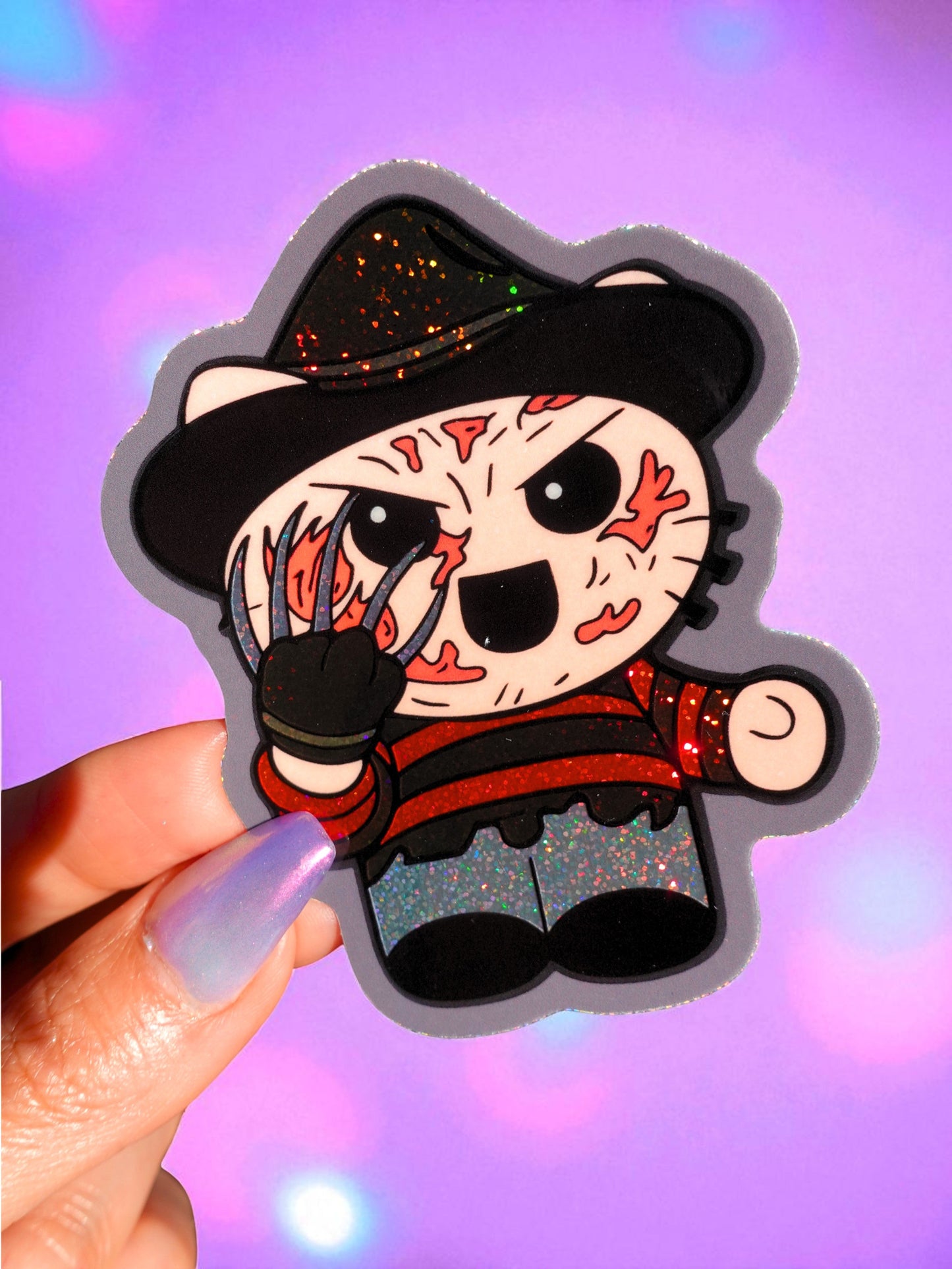 Freddy Monster Glitter Vinyl Sticker Halloween Chibi