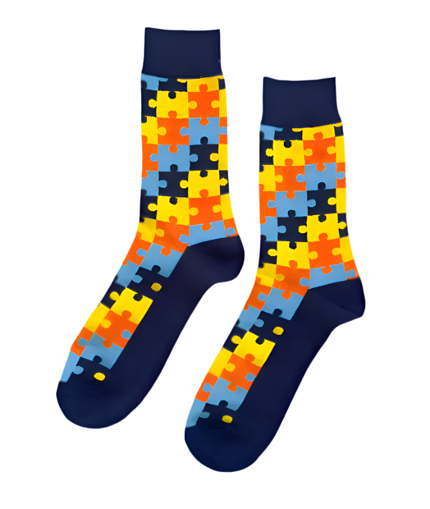 Funky Sunset Puzzle Vibrant Puzzle Socks ModSoles