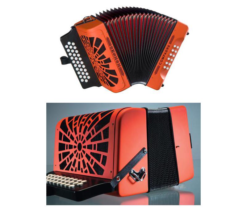 Hohner Compadre Diatonic Keys of F/Bb/Eb Accordion Orange