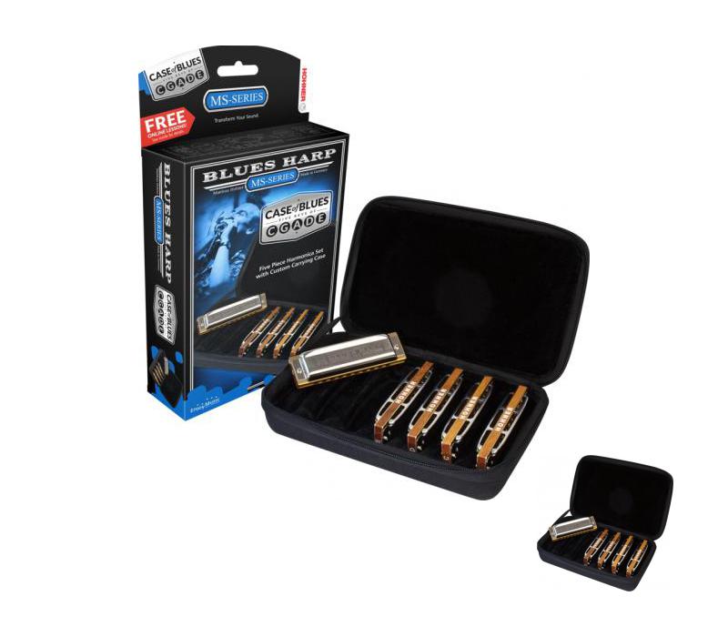 Hohner Blues Harp Diatonic 5-piece Harmonica Set with Case