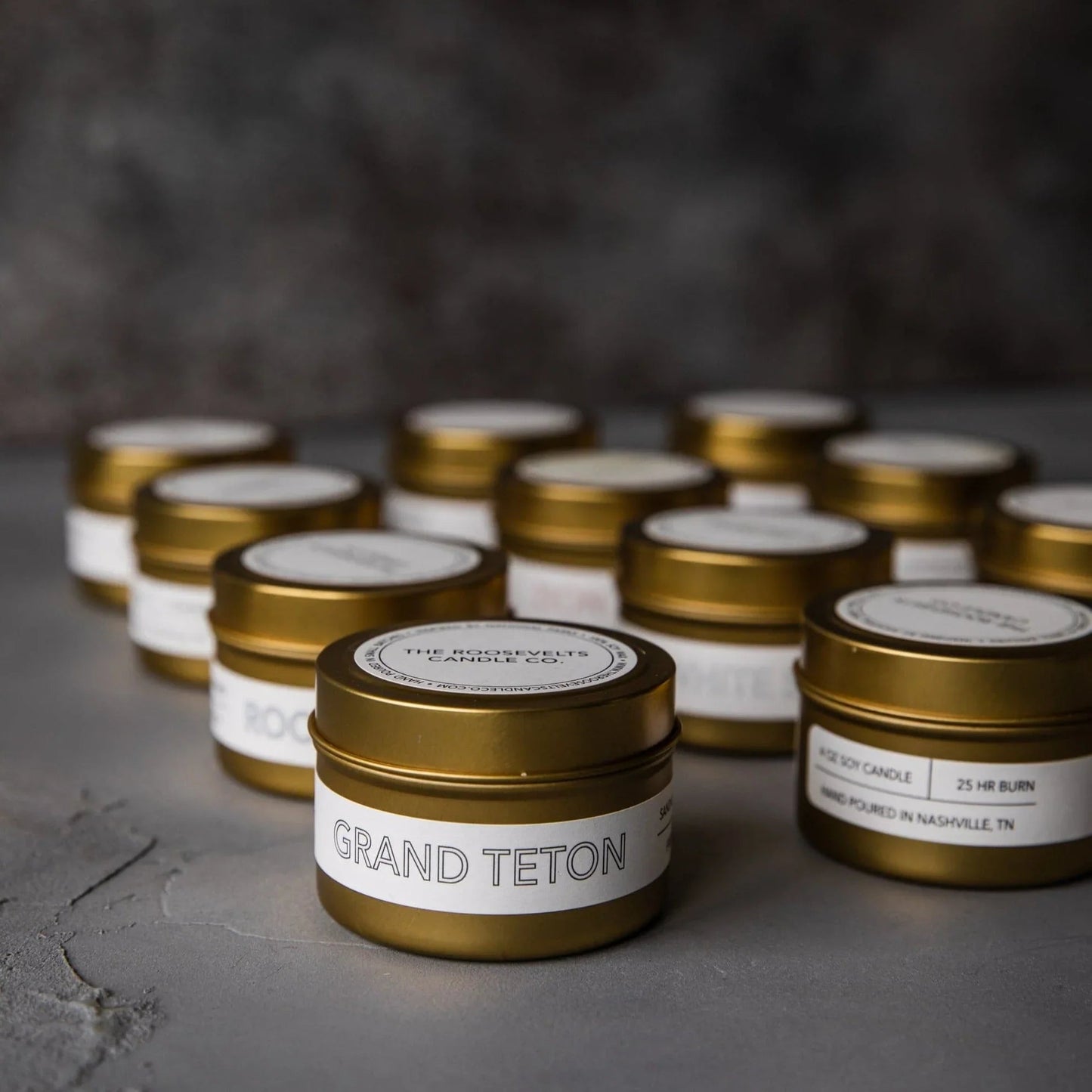 Travel Candle Woodsy Scented Grand Teton by The Roosevelts Candle Co.