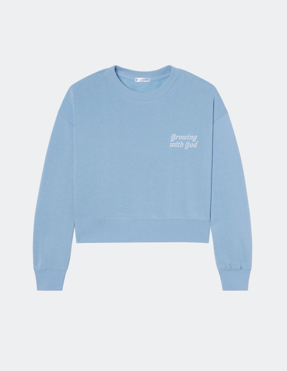 Cropped Crewneck Relaxed Fit Growing With God Light Blue