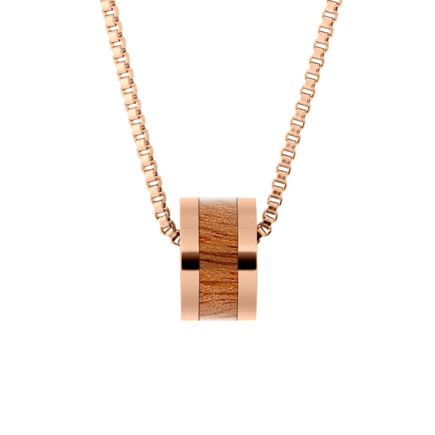 Gum Burl Rose Gold Barrel Bead Pendant