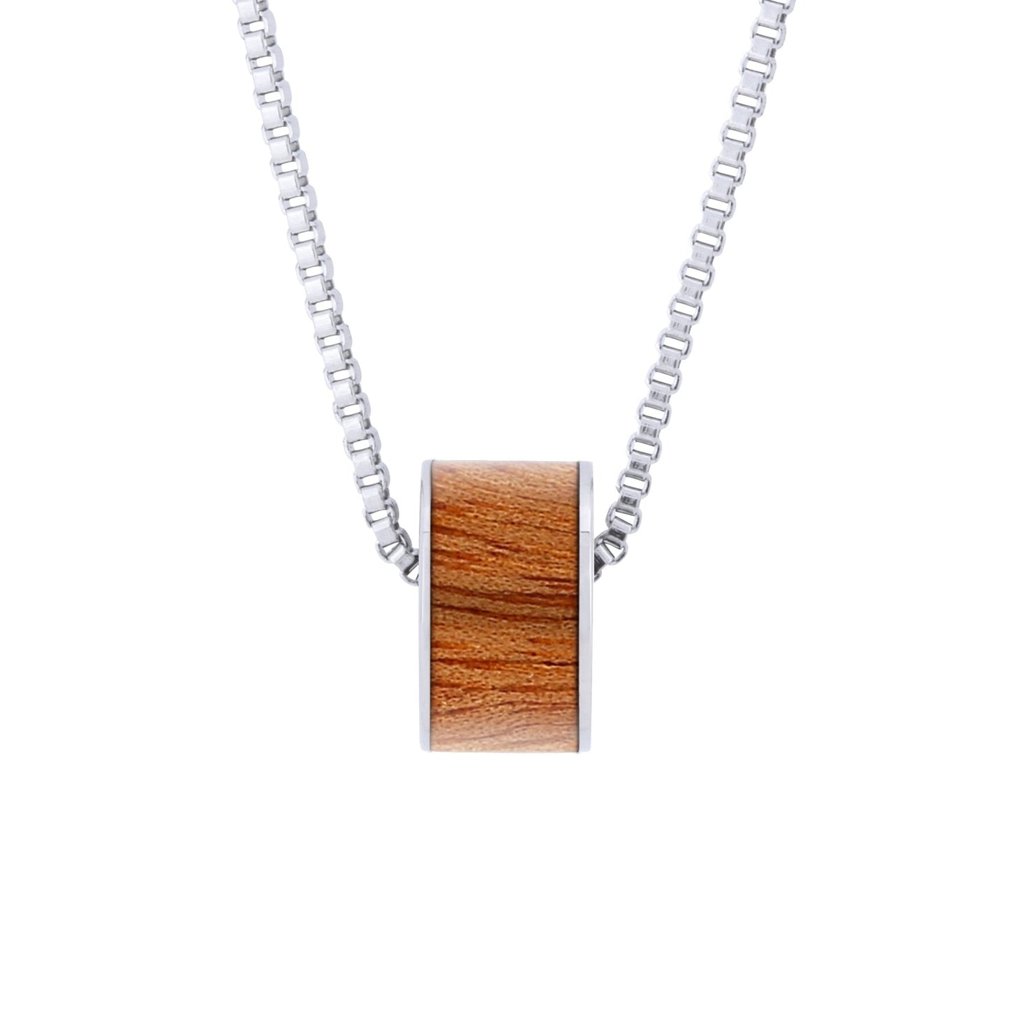 Gum Burl Wide Barrel Stainless Steel Barrel Bead Pendant