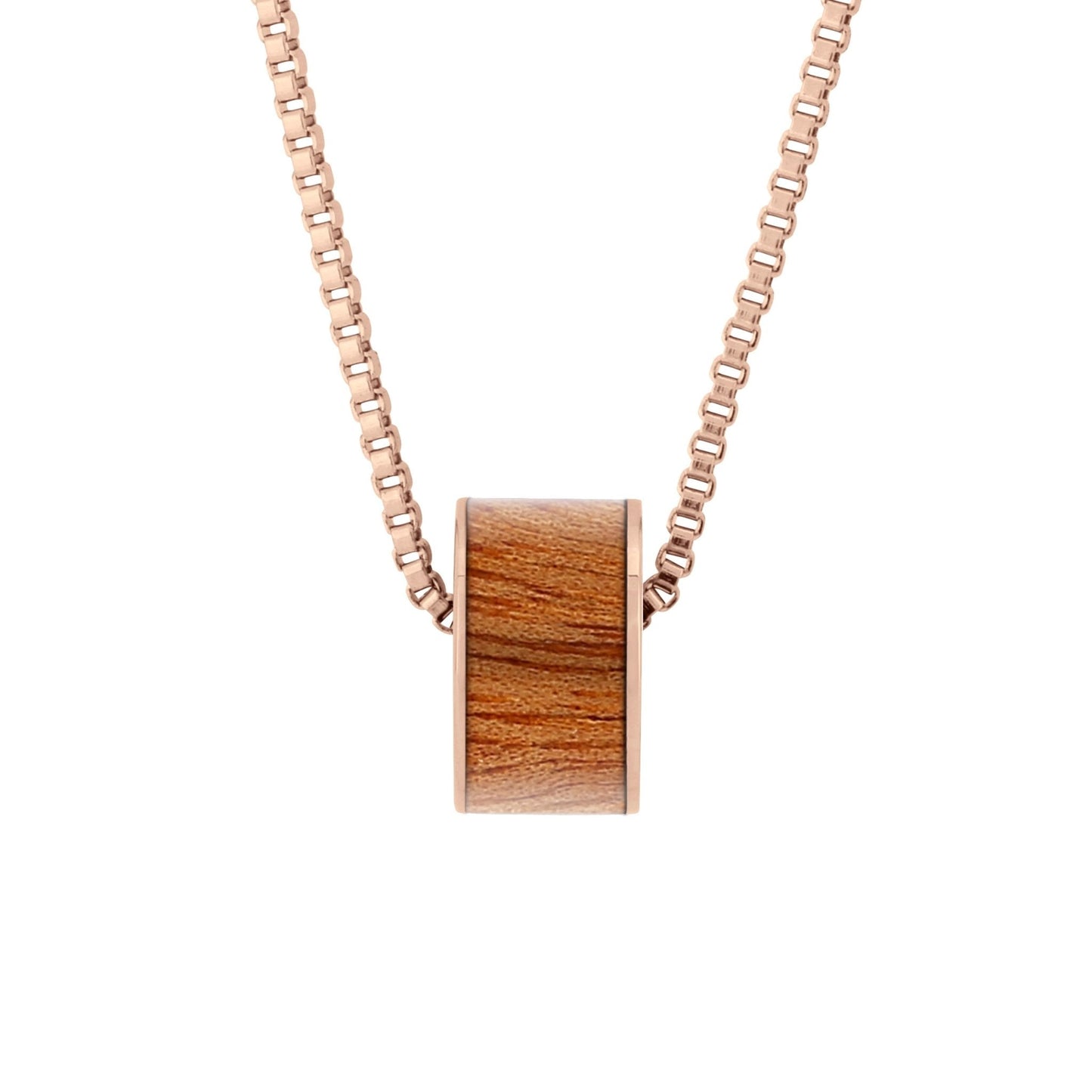 Gum Burl Rose Gold Wide Barrel Bead Pendant